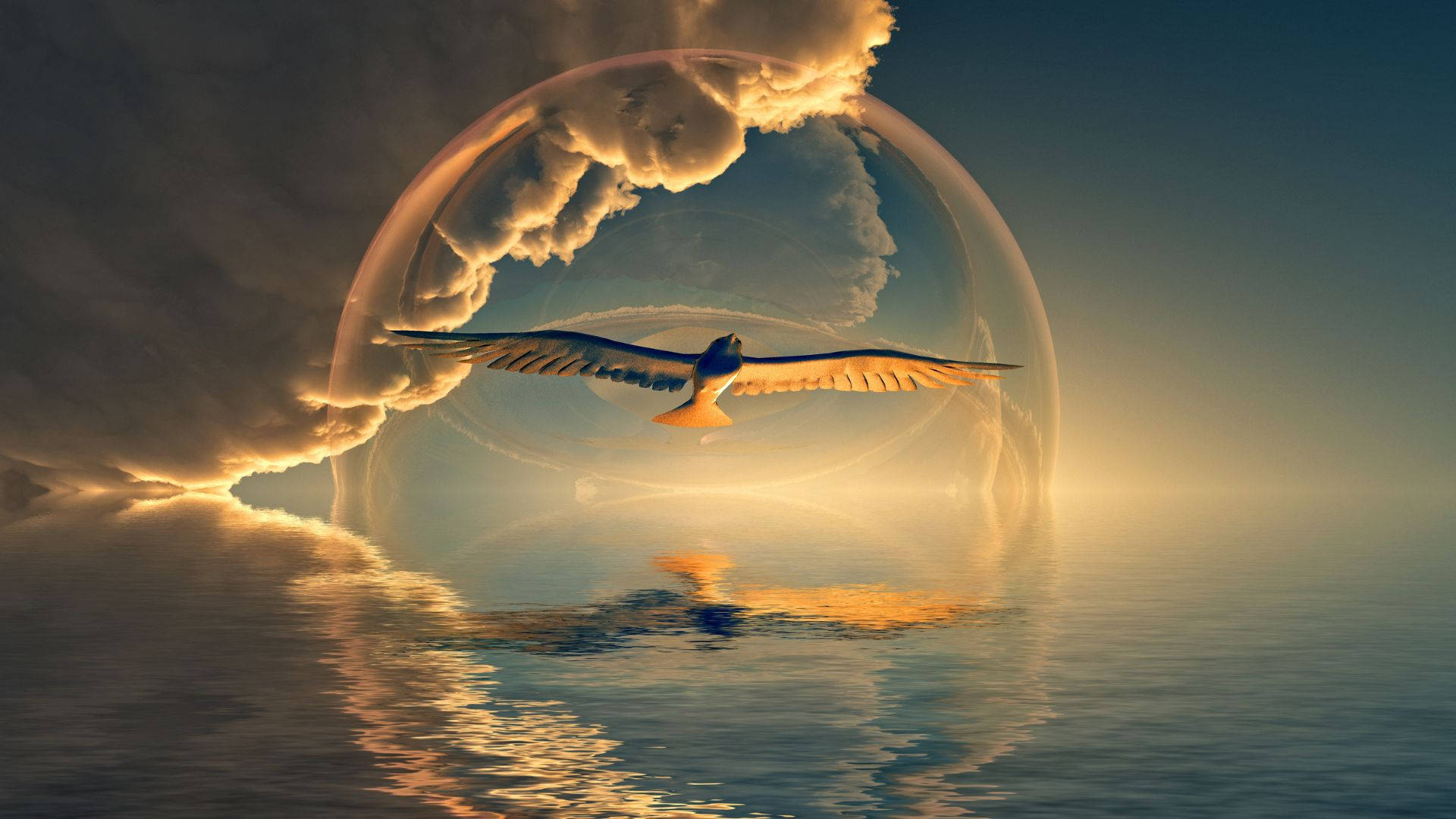 Bird Spirit Flying In A Bubble