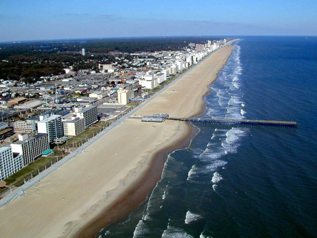 Bird’s-eye Shot Of Virginia Beach Pier Background