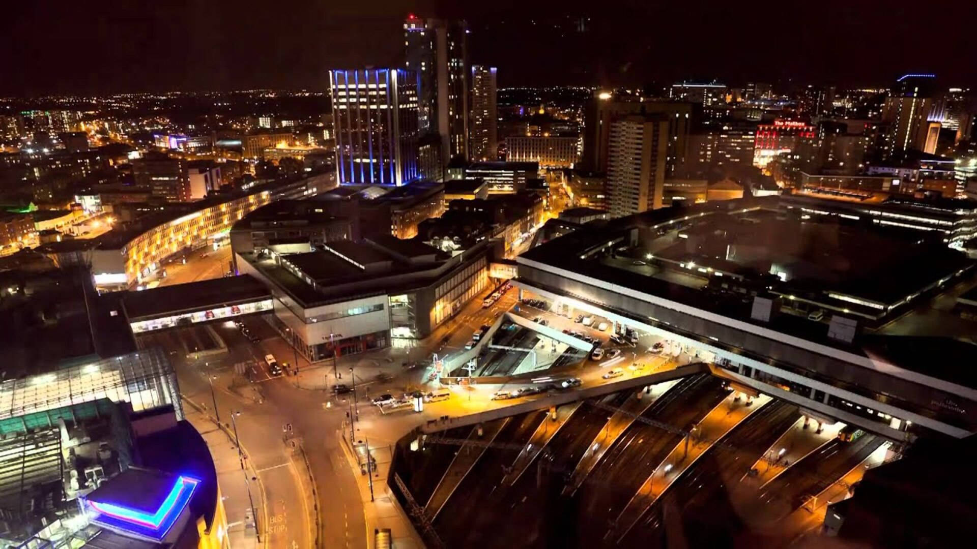 Birmingham City At Night Scene