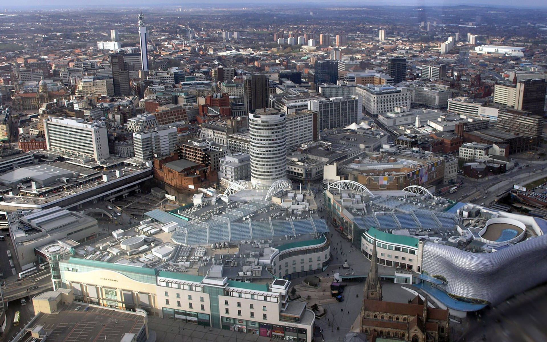 Birmingham City In Aerial View Background