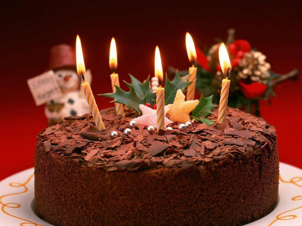Birthday Cake With Chocolate Shavings Background