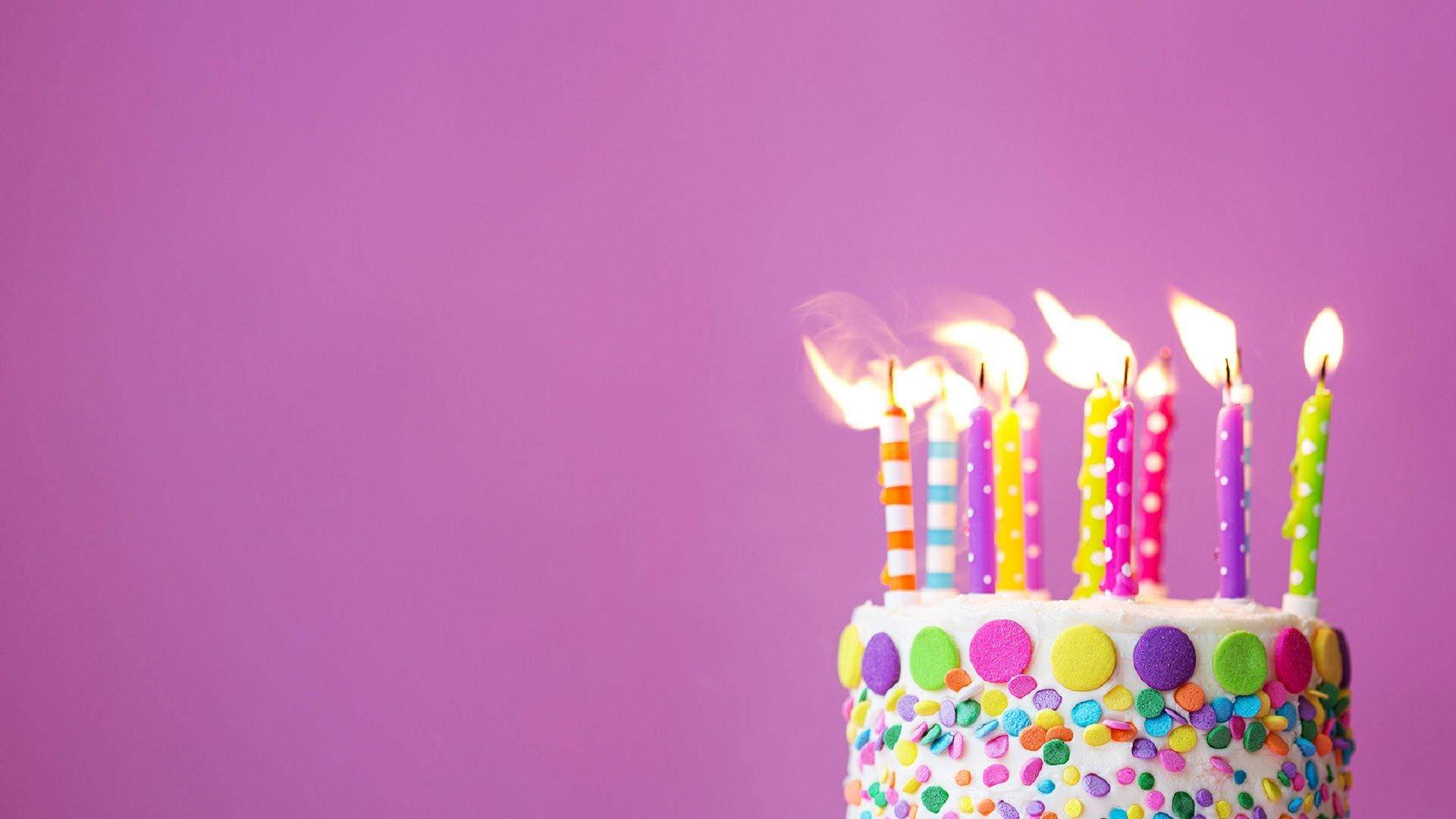 Birthday Cake With Colorful Candy Sprinkles Background