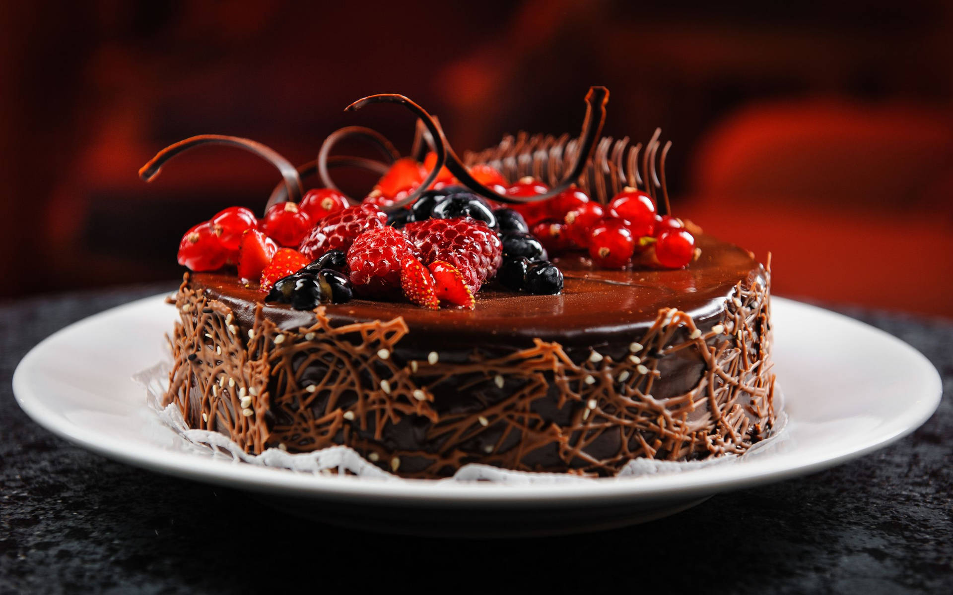 Birthday Cake With Decadent Fruit Toppings Background