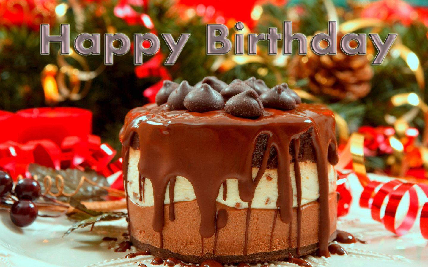 Birthday Cake With Gooey Chocolate Icing Background