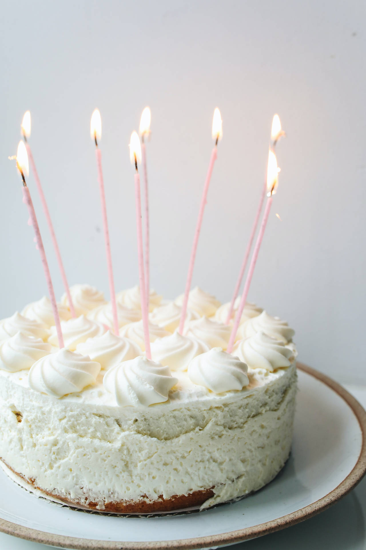 Birthday Cake With Long Candles Background