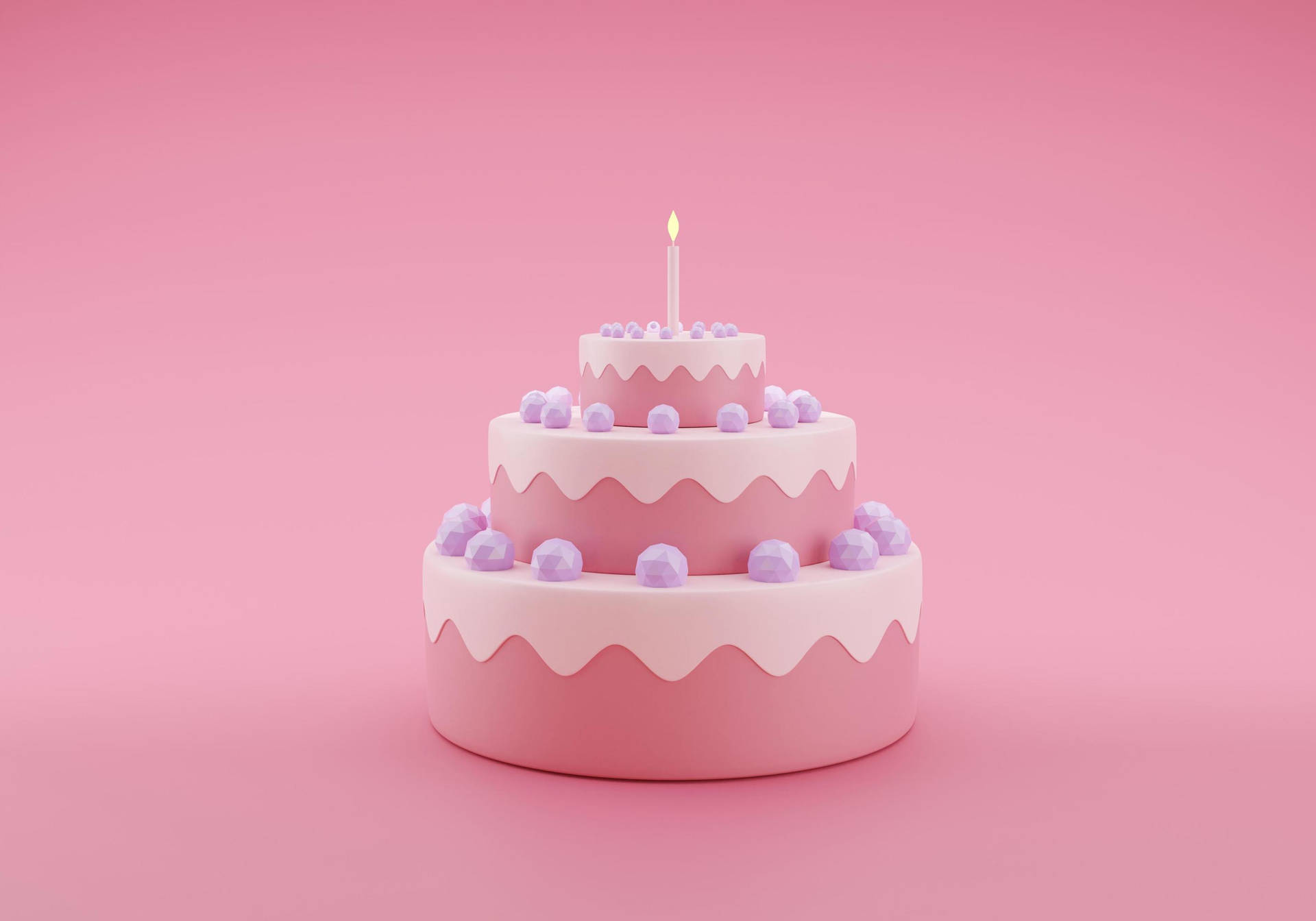 Birthday Cake With Pink Frosting Background