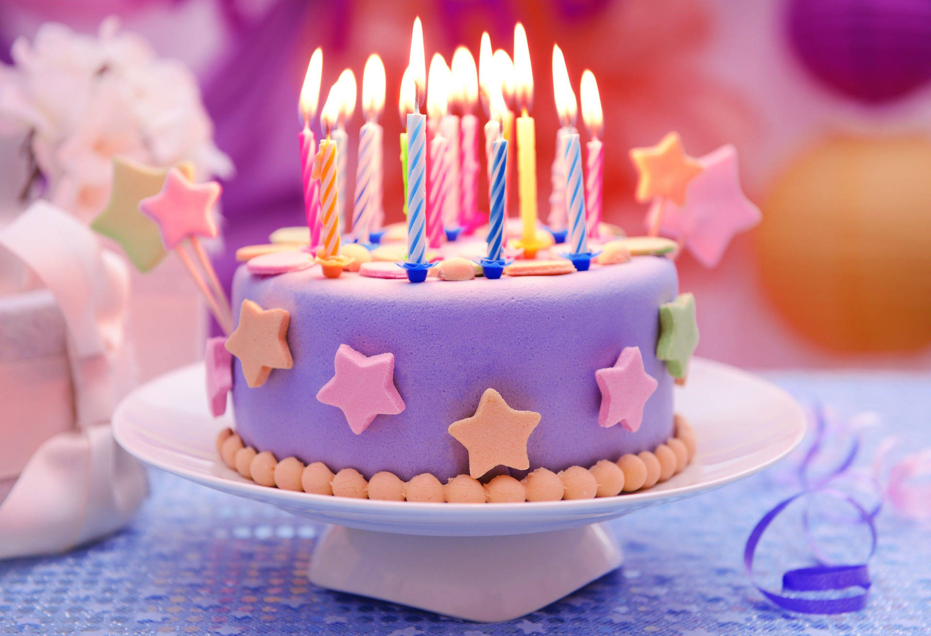 Birthday Cake With Star Designs Background