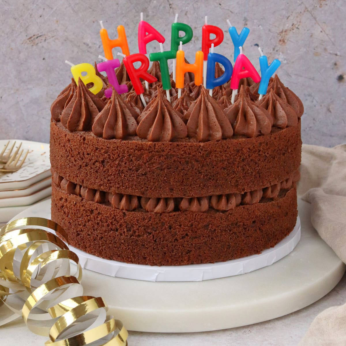 Birthday Chocolate Cake With Candles Background