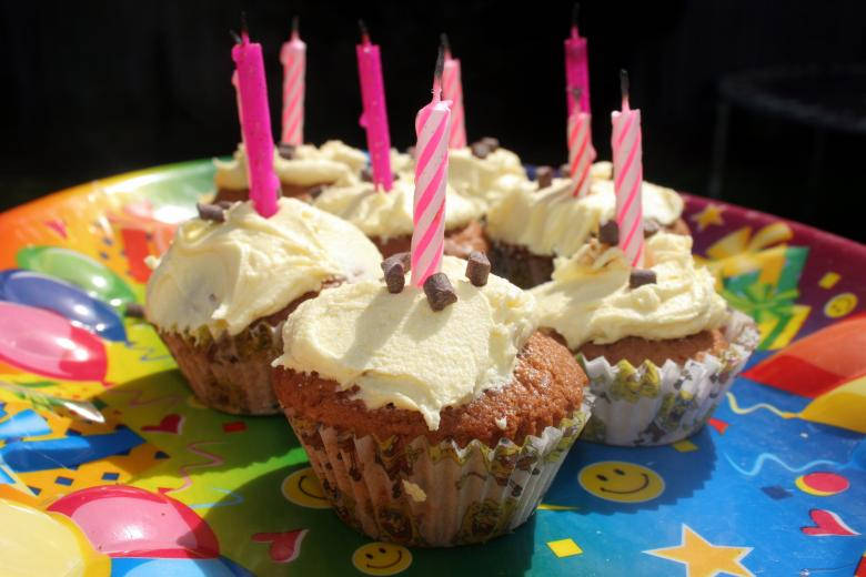 Birthday Cupcakes With Candles Background