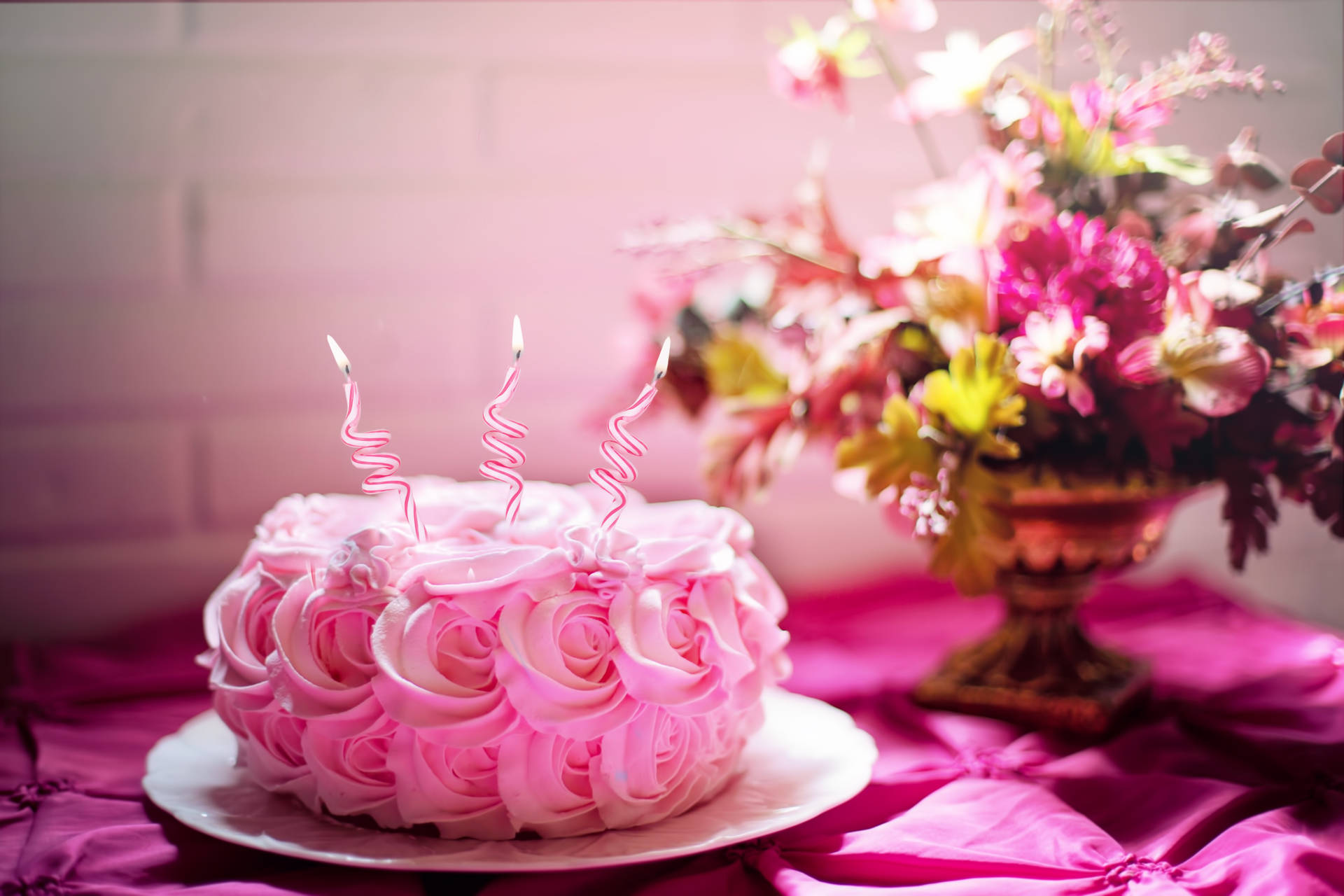 Birthday Pink Colored Cake Background