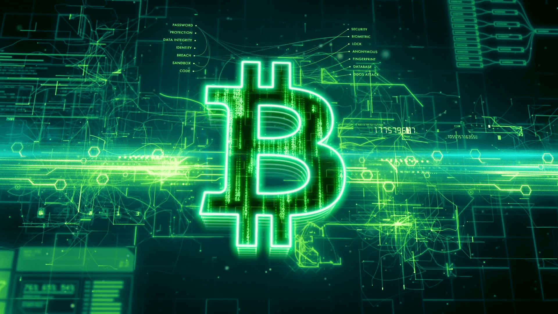 Bitcoin On A Green Background Background