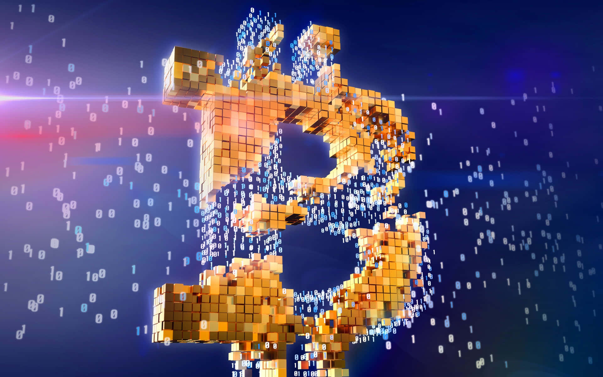 Bitcoin Symbol In 3d Rendered On A Blue Background Background