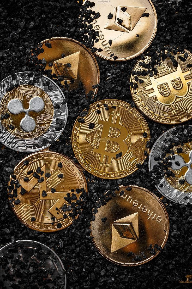 Bitcoins With Small Rocks Crypto Background
