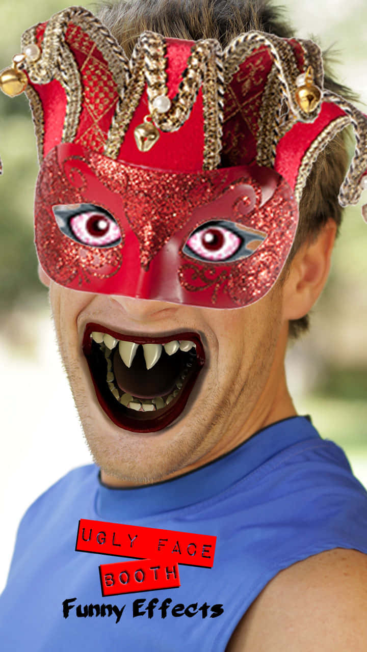 Bizarre Humor: Ugly Funny Mask Unleashing Laughter Background