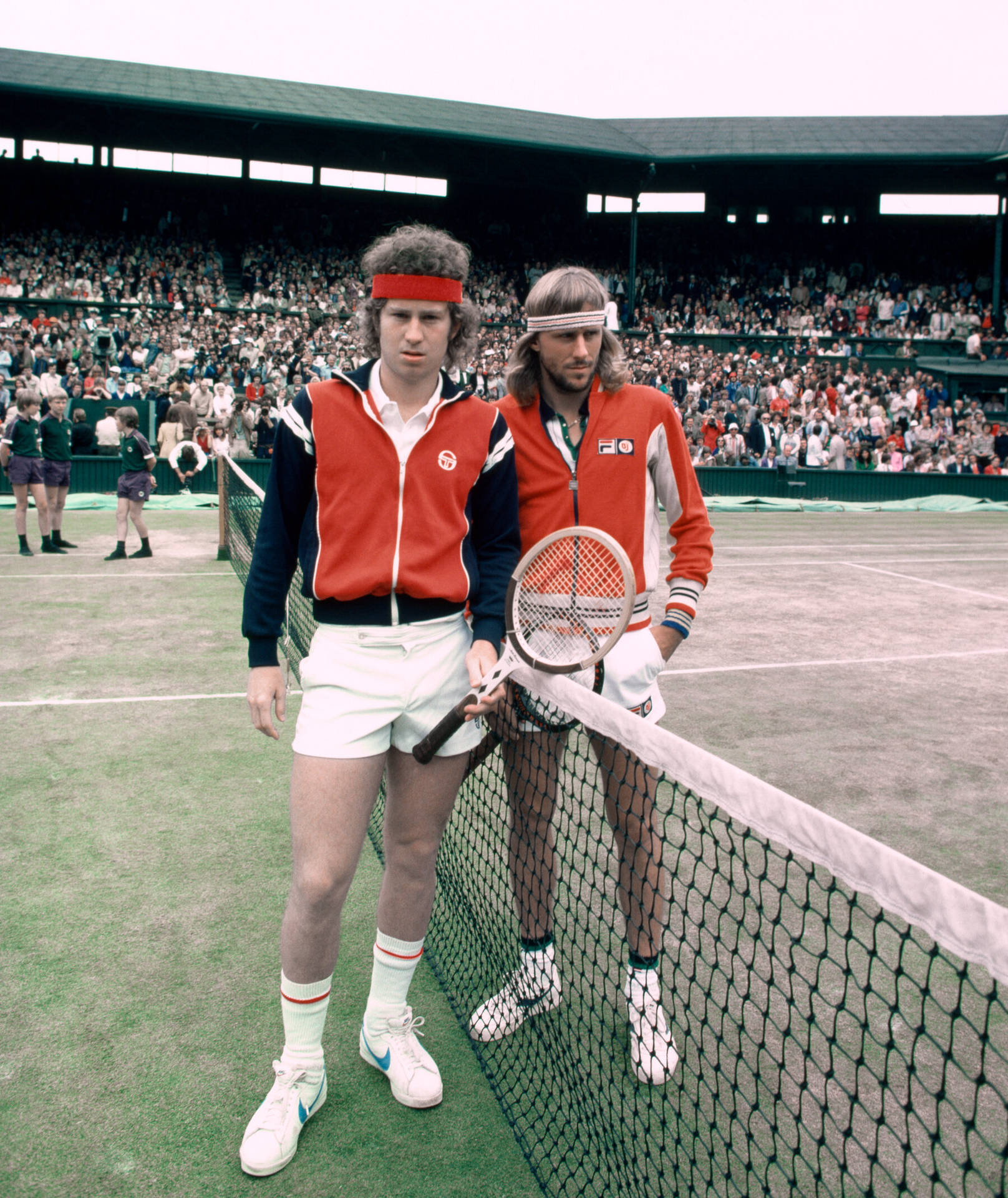 Björn Borg And John Mcenroe At The Wimbledon Final In 1980 Background