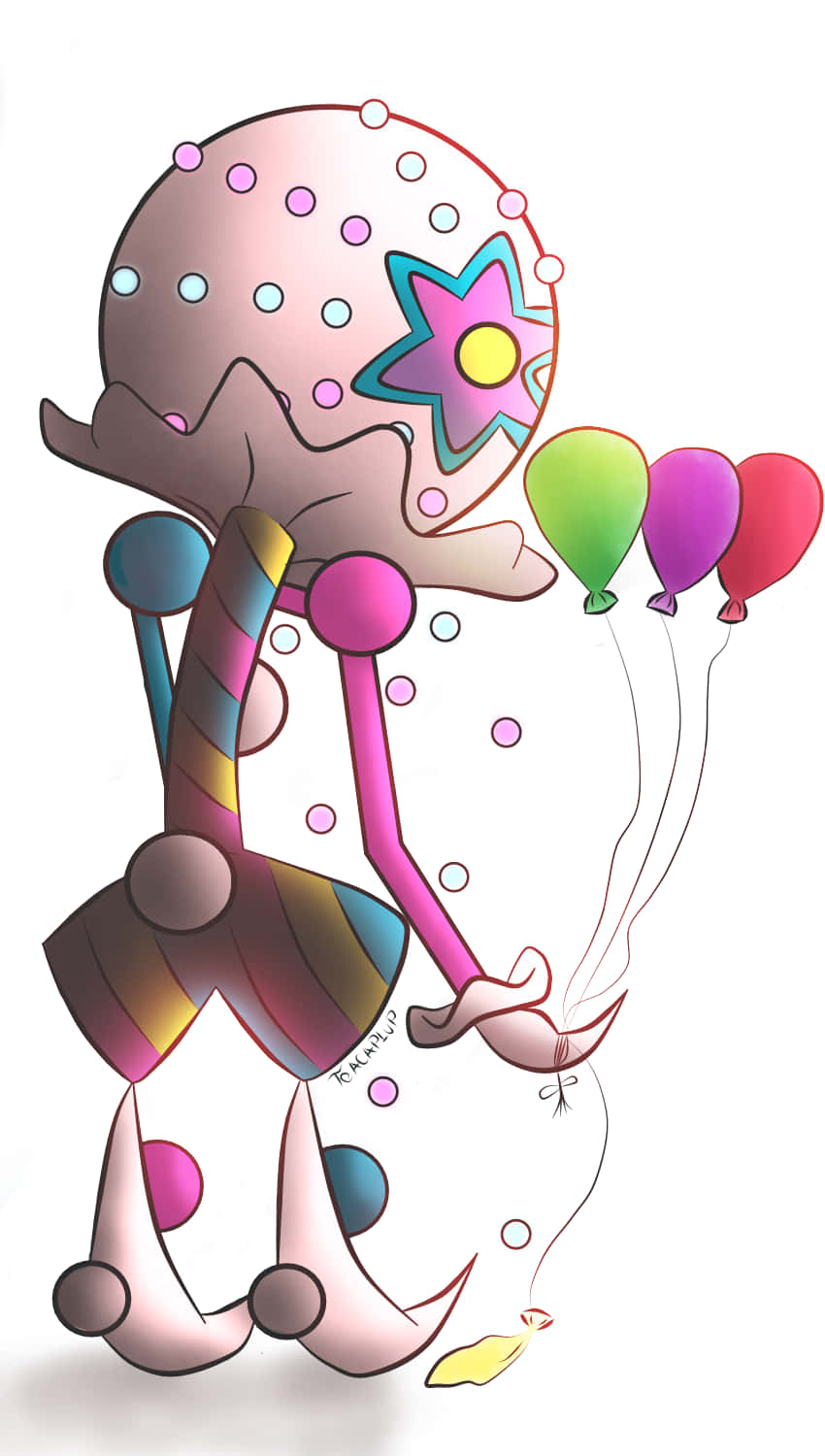 Blacephalon On White Background Background