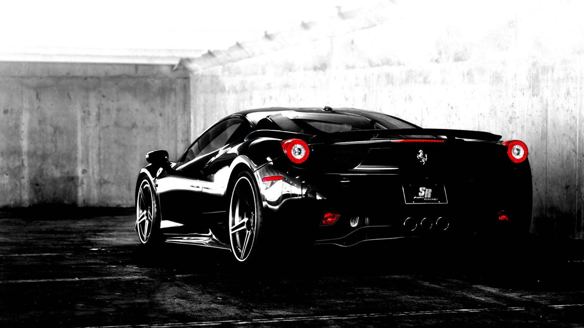 Black 1920x1080 Ferrari 458 Corner Parking Lot Background