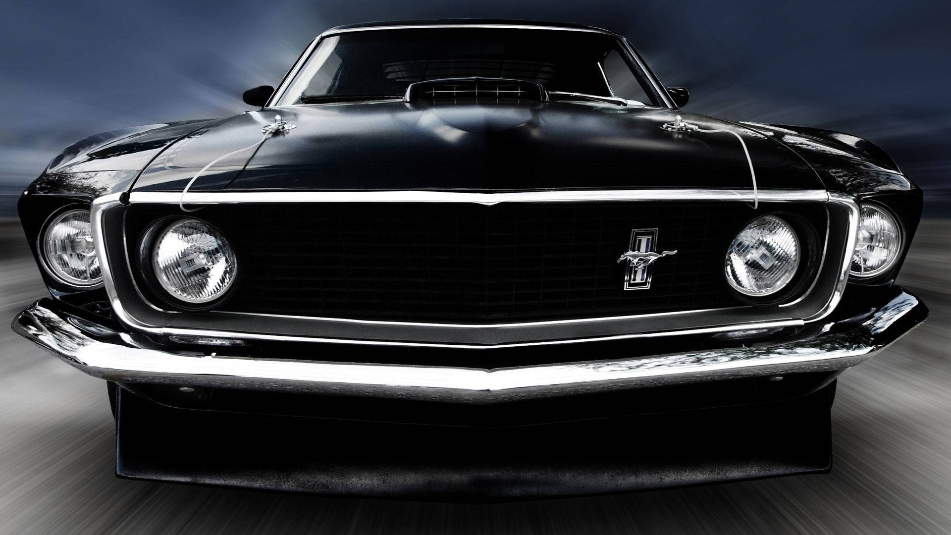 Black 1969 Ford Mustang Classic Car Background