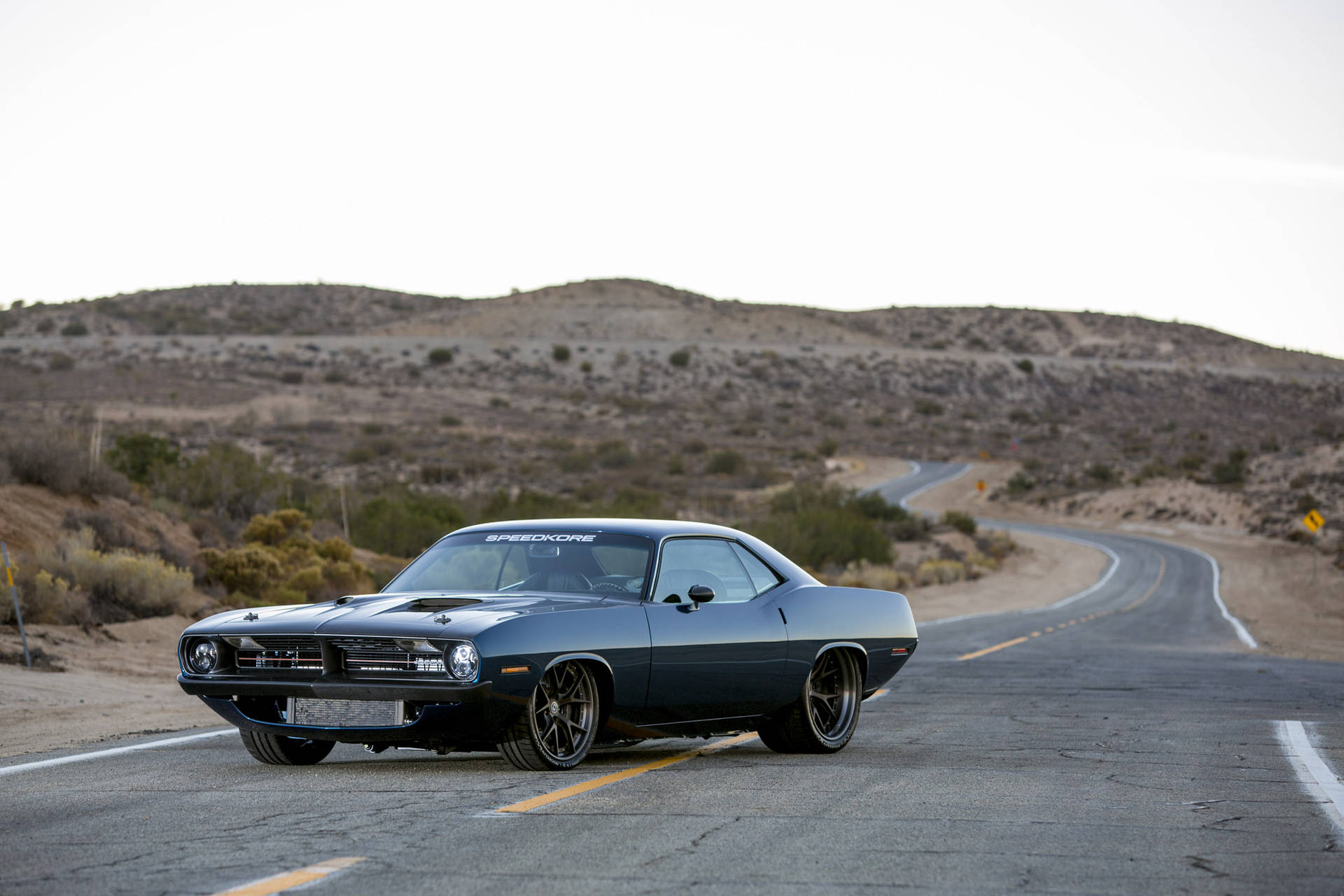 Black 1970 Plymouth Barracuda Vintage Car Background