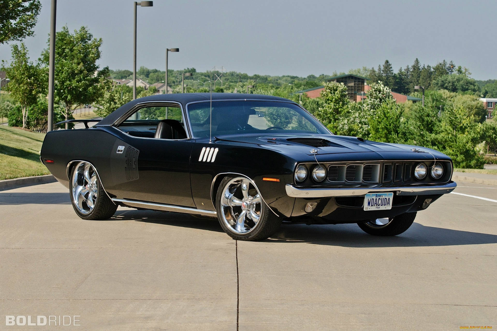 Black 1971 Plymouth Barracuda Classic Car Background