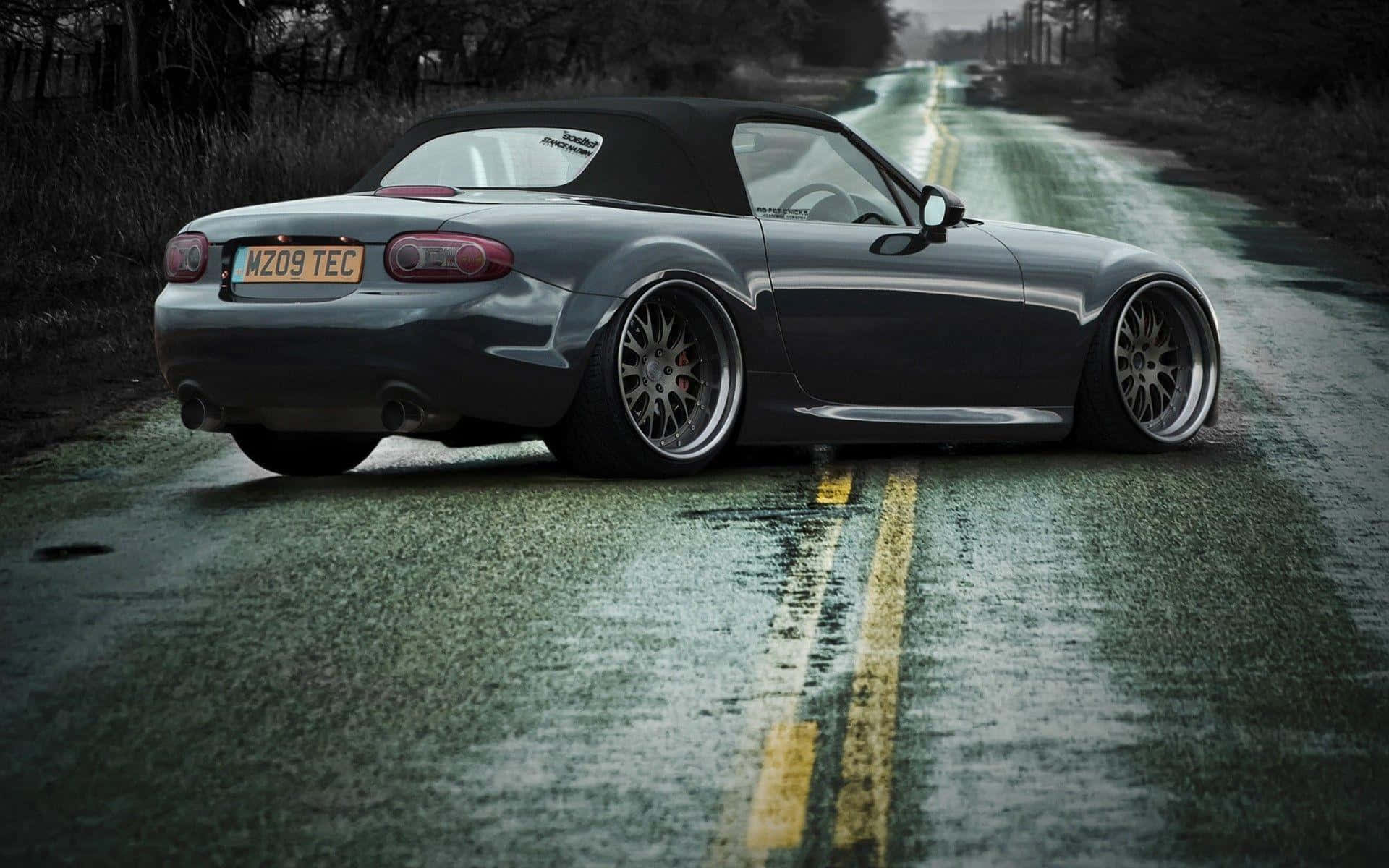 Black 2016 Mazda Mx 5 Miata Sports Car Background