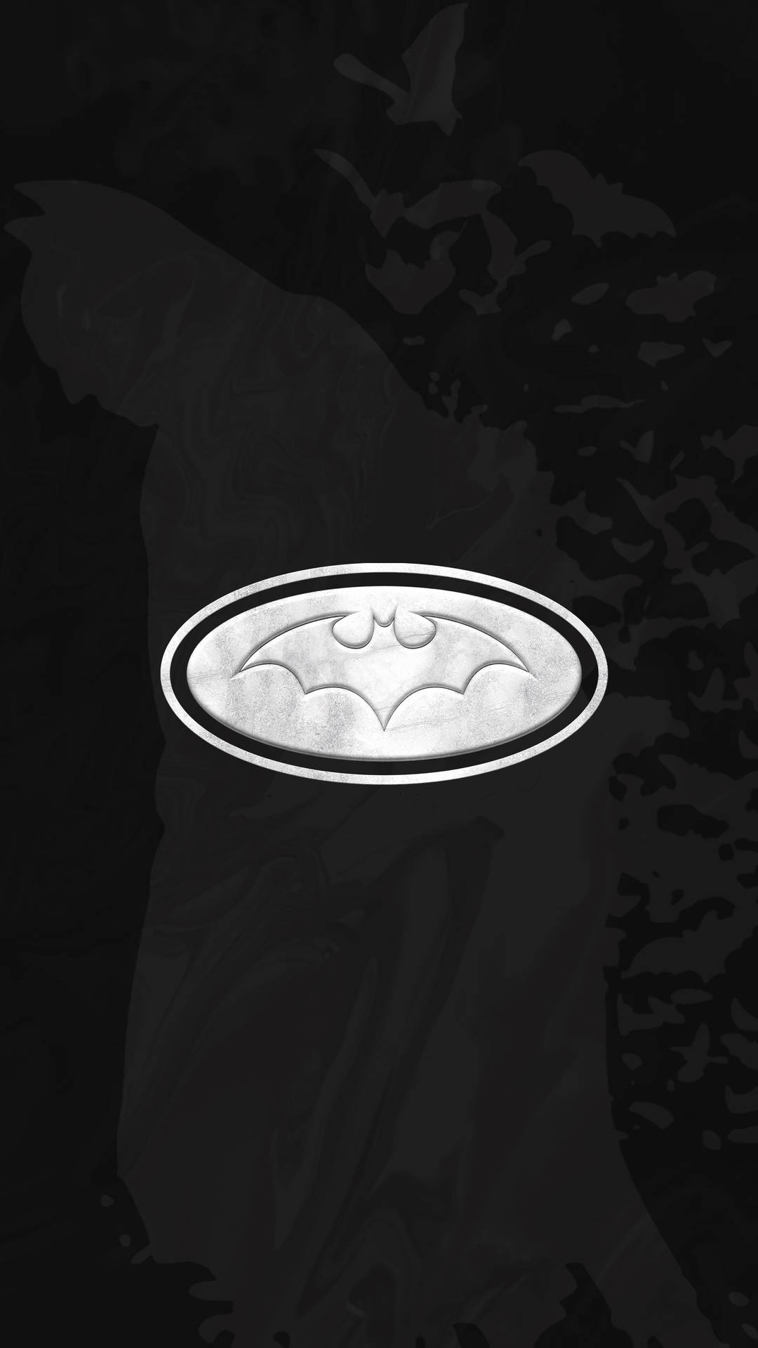 Black 4k Gotham Backdrop With White Batman Logo Background