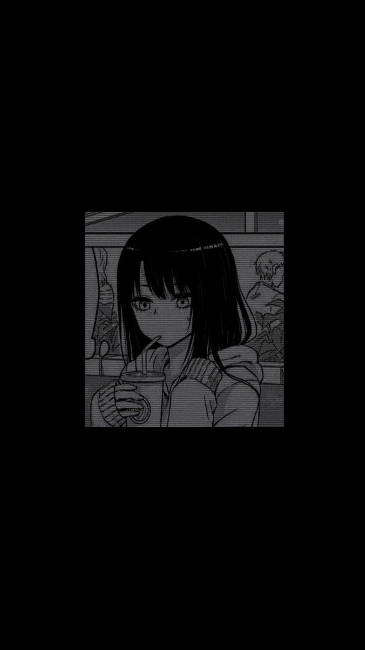 Black Aesthetic Anime Miko Yotsuya Drinking
