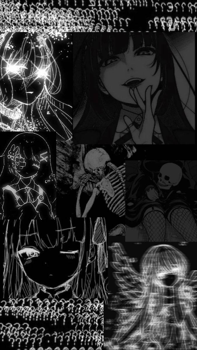 Black Aesthetic Anime Scary Creepy Girls Background