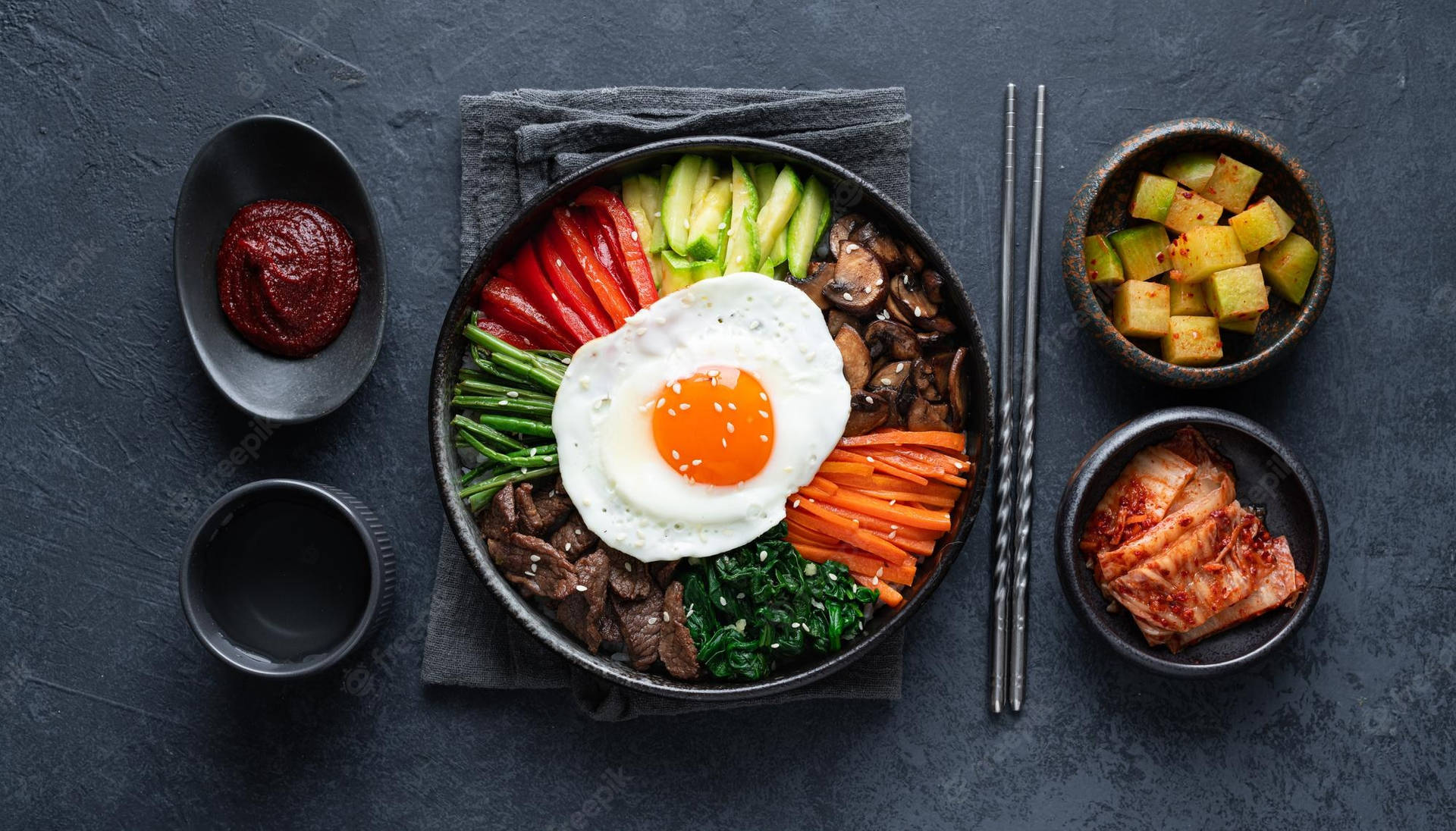 Black Aesthetic Bibimbap Food Image Background