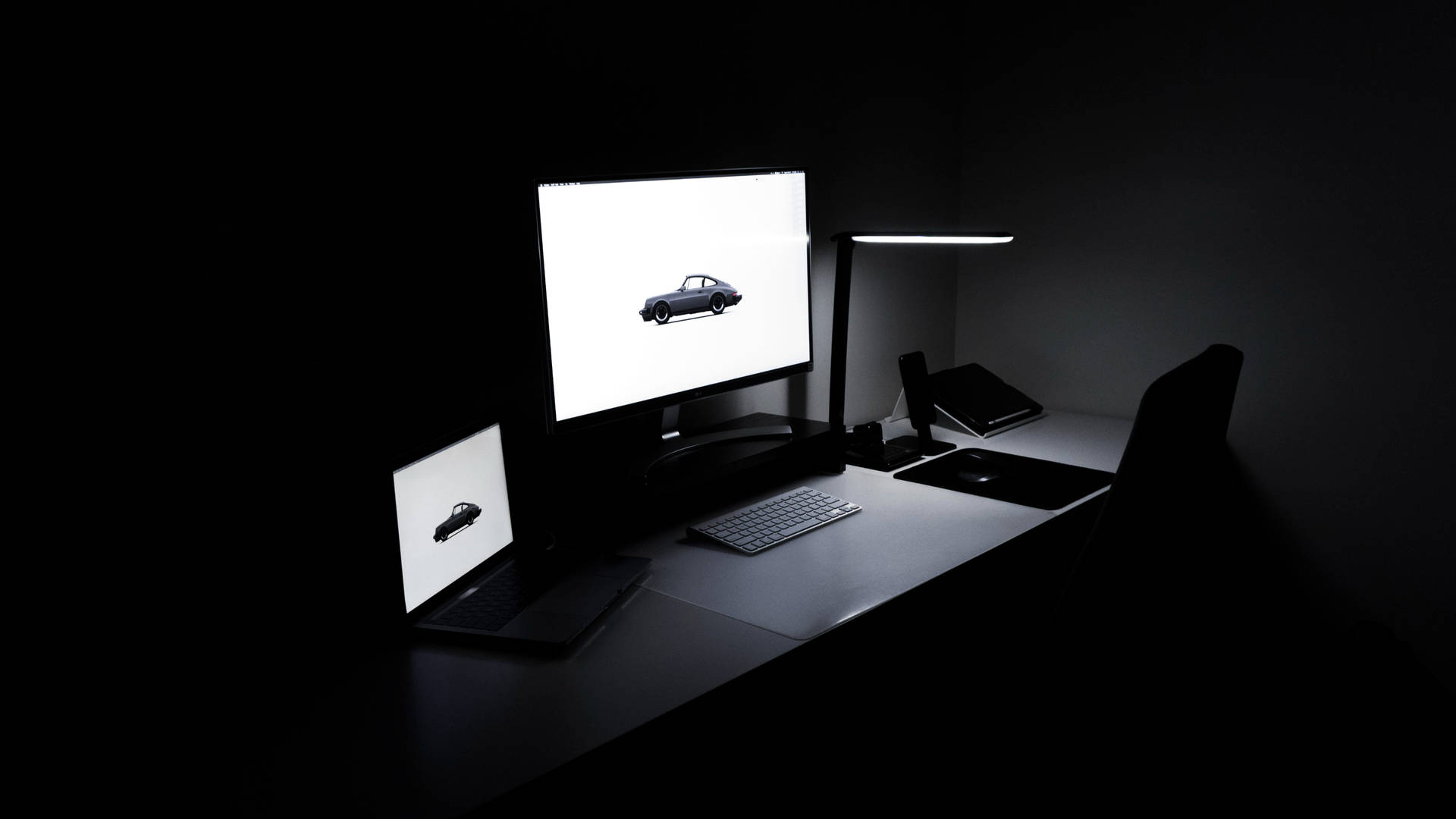 Black Aesthetic Computer Desk Background