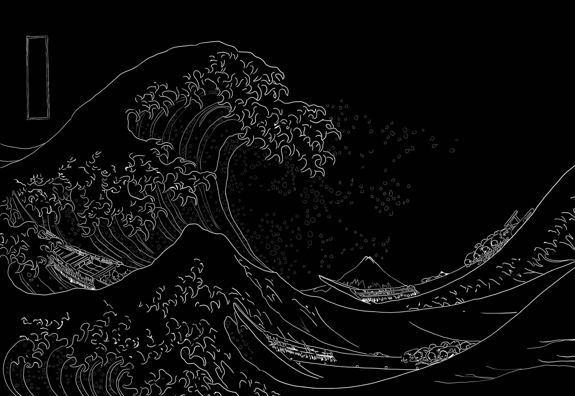 Black Aesthetic Japanese Waves Background