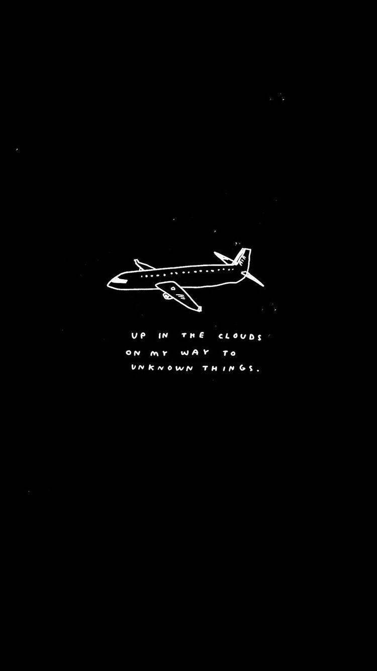 Black Aesthetic Phone Airplane And Text Background