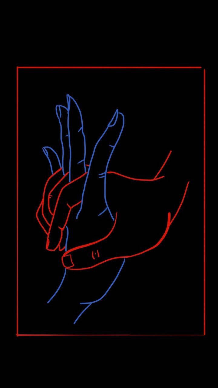 Black Aesthetic Phone Blue And Red Holding Hands Background