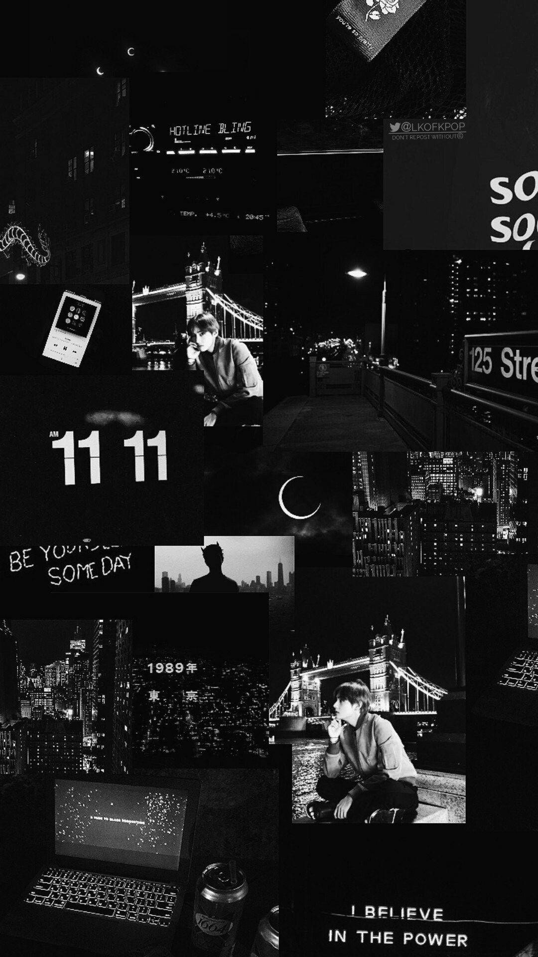 Black Aesthetic Phone Bts V Collage Background