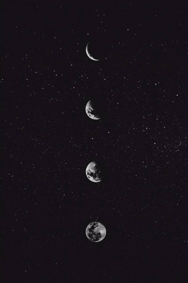 Black Aesthetic Phone Moon Phases In Sky Background