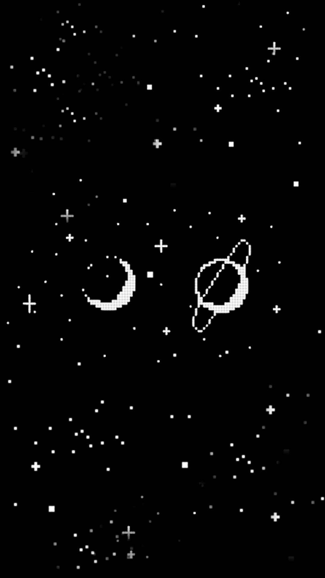 Black Aesthetic Phone Pixel Moon And Saturn Background