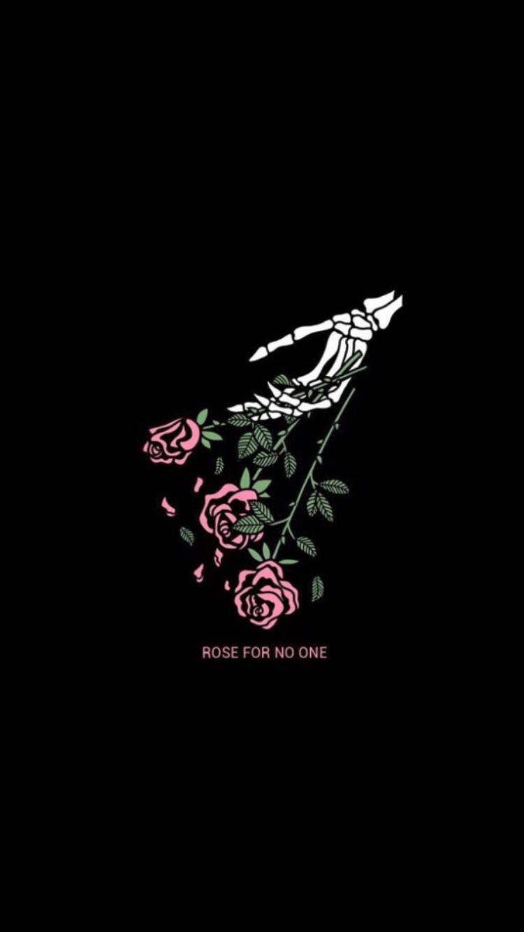 Black Aesthetic Rose Skeleton Hands Background