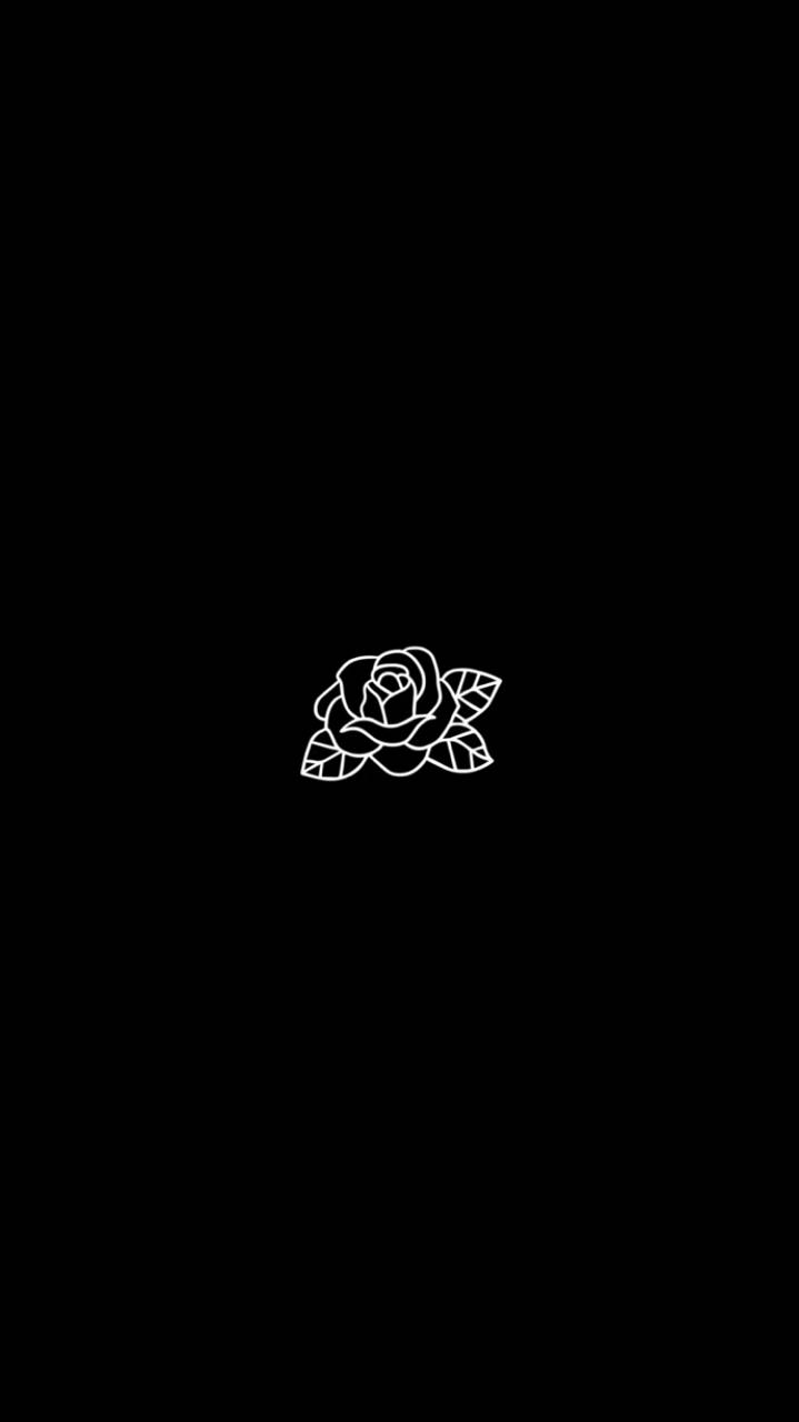 Black Aesthetic Rose White Neon Background