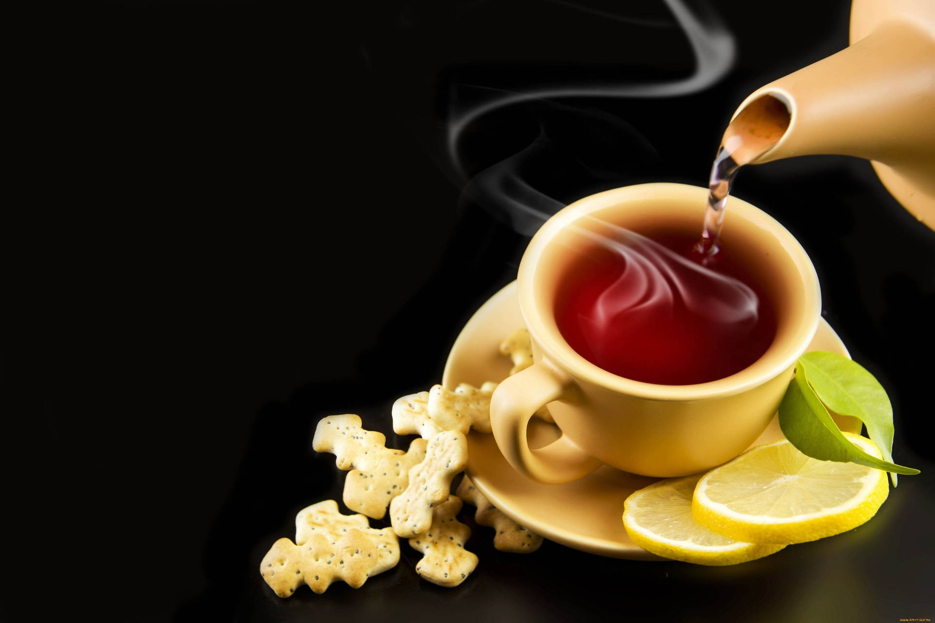 Black Aesthetic With Yellow Tea Kettle Background