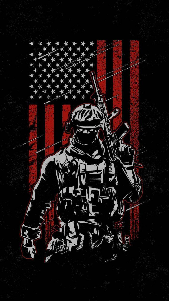 Black American Flag Cool Iphone Soldier