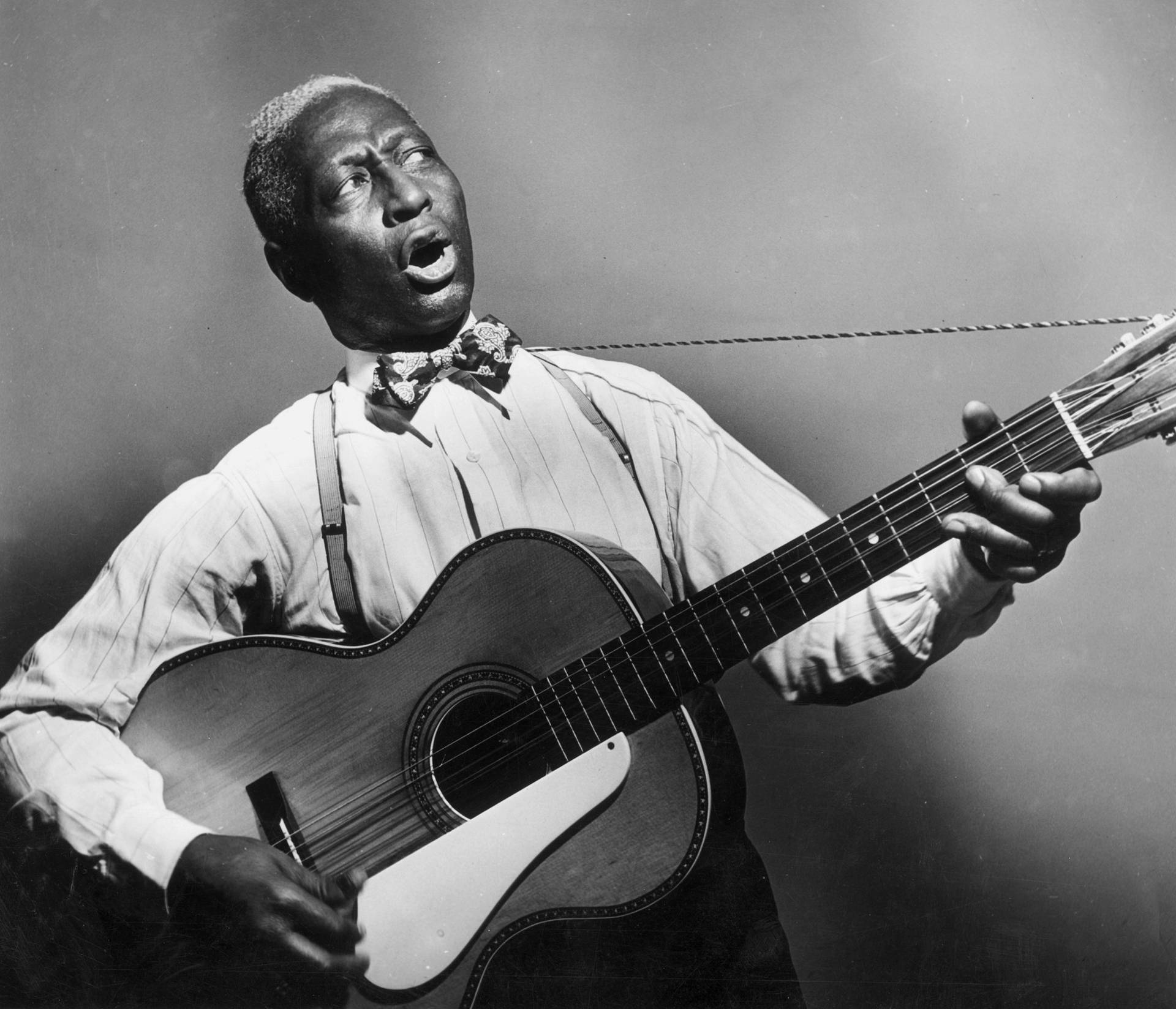 Black American Folk Singer Leadbelly Vintage Photograph Background