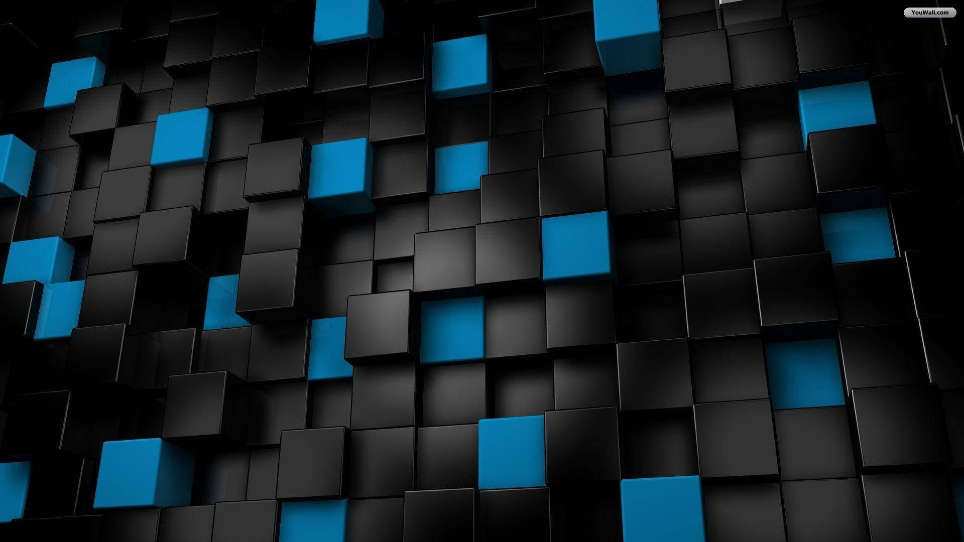 Black And Blue 3d Blocks Background