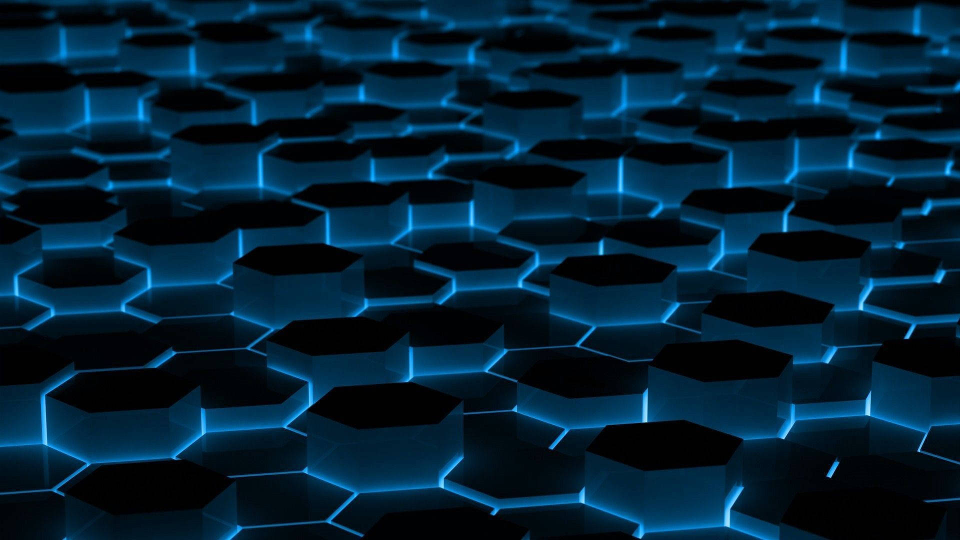 Black And Blue Hexagon Prisms Background