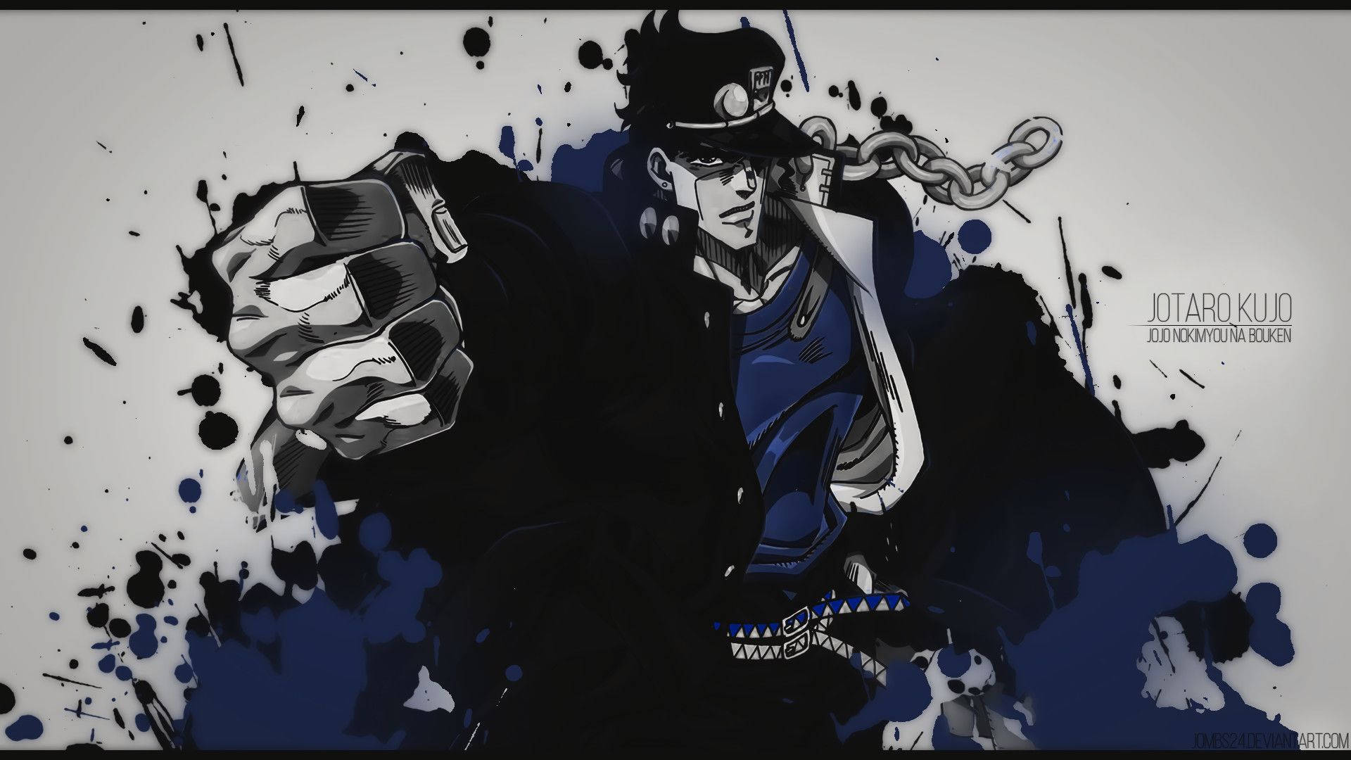 Black And Blue Jotaro Kujo Art Background