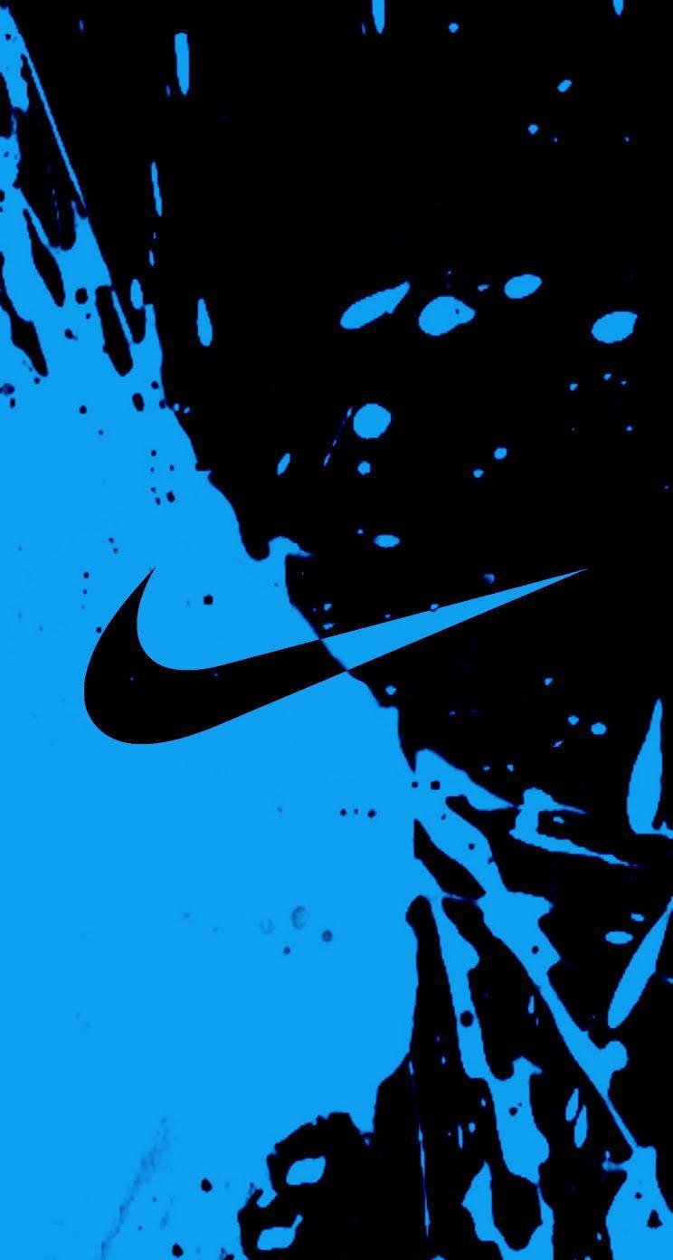 Black And Blue Nike Iphone Logo Background