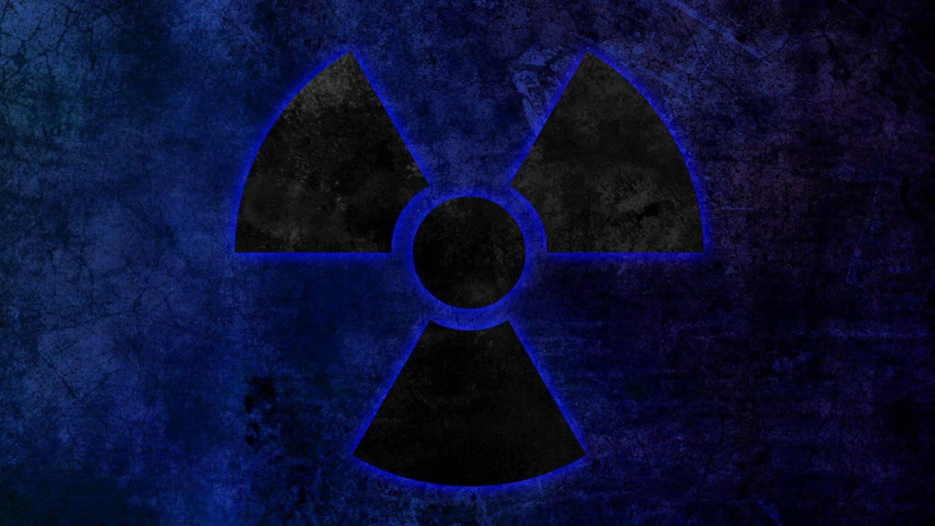 Black And Blue Nuclear Symbol Background