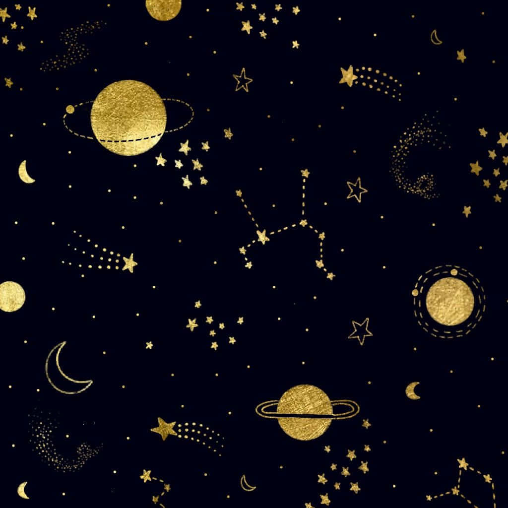 Black And Gold Aesthetic Constellation Background