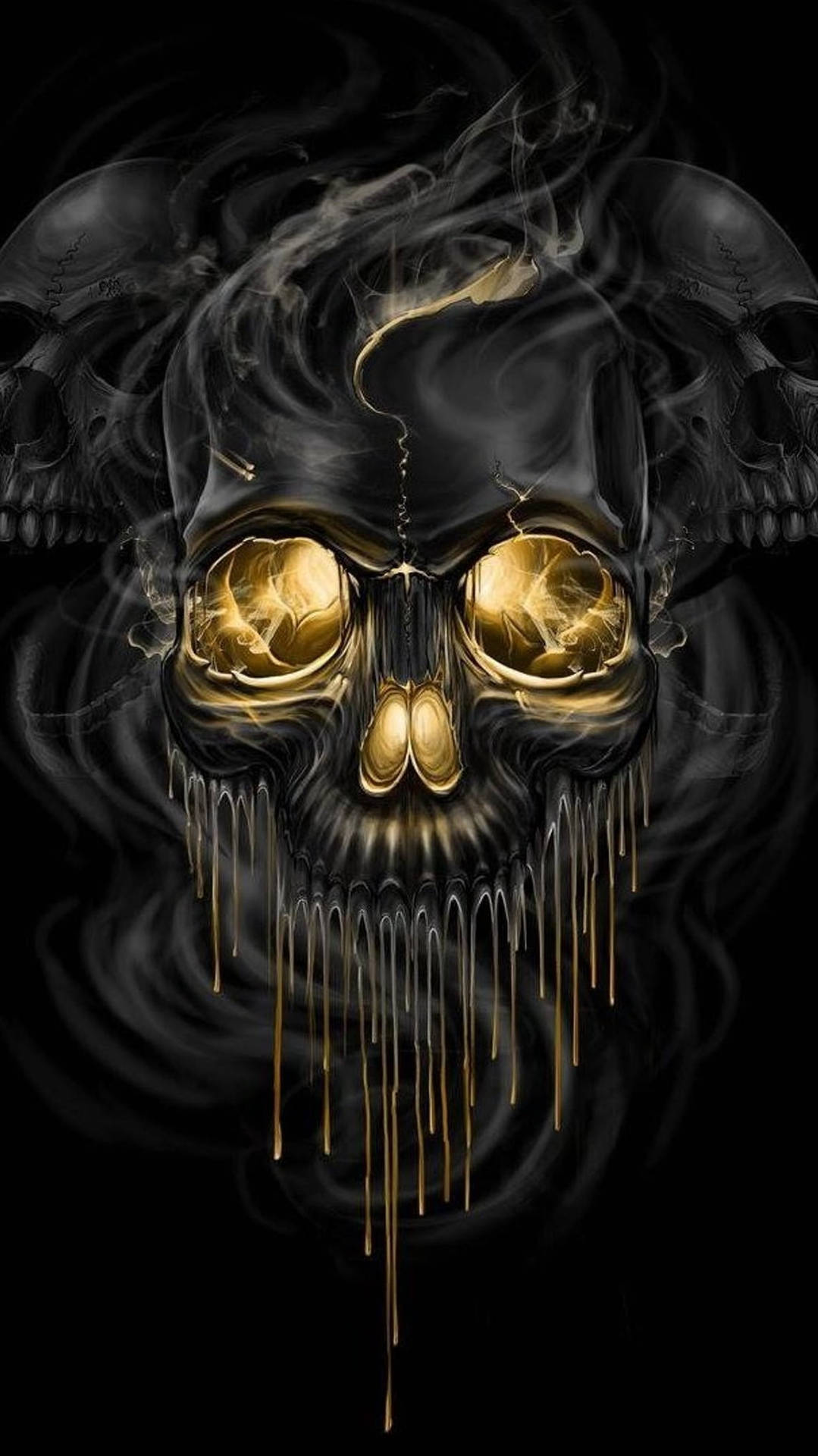 Black And Gold Dripping Gangster Skull Background