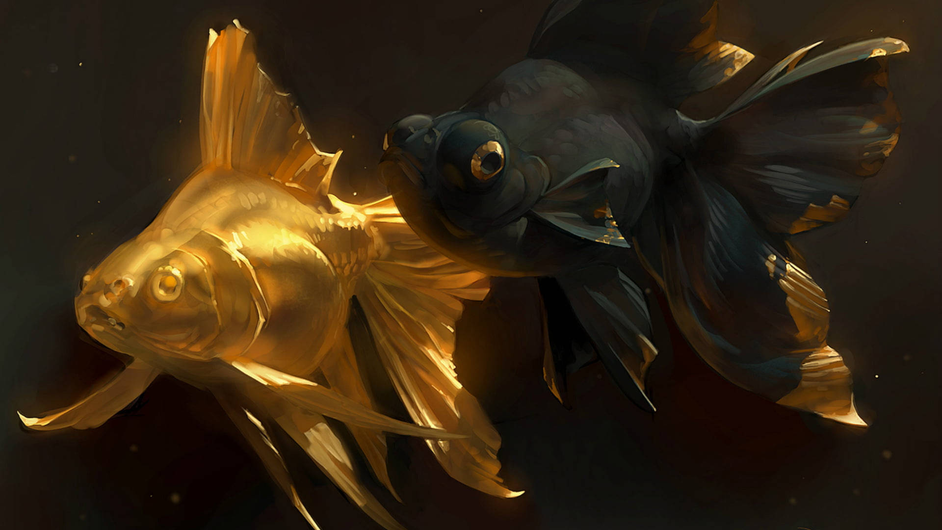 Black And Gold Fish Artwork