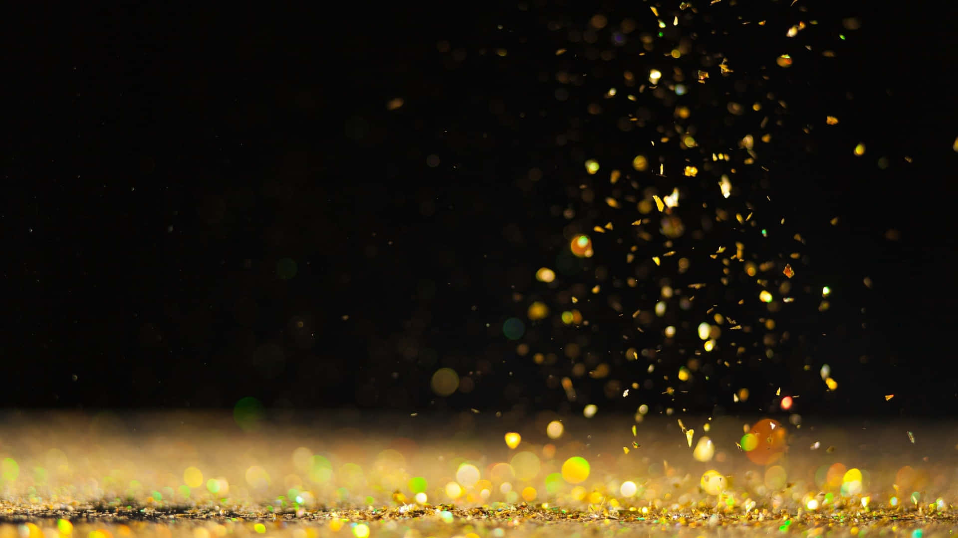Black And Gold Glitter Particles Falling Background
